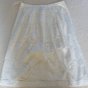 J. Crew White A-Line Skirt with Embroidery